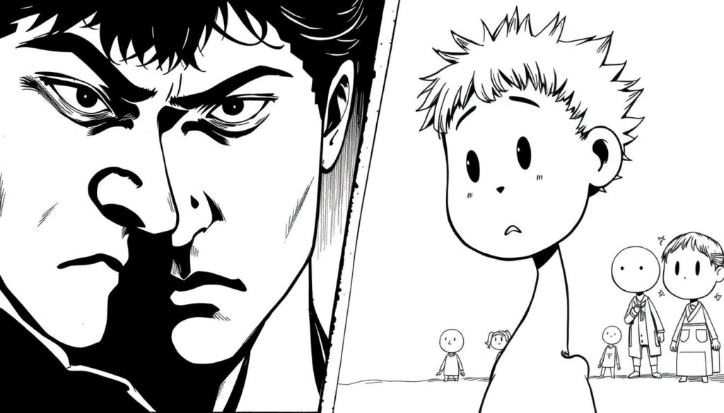 Сравнительный анализ стилистических подходов в разных мангак - иллюстрация