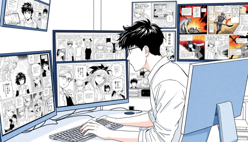 Разбор сюжета и стиля в популярных сериях манги в цифре - иллюстрация