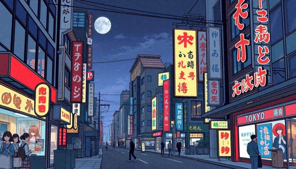 Галерея стрит-арта в духе японской визуальной культуры - иллюстрация