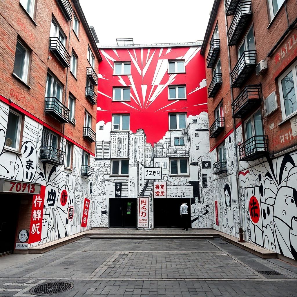 Галерея стрит-арта в духе японской визуальной культуры и современного уличного искусства