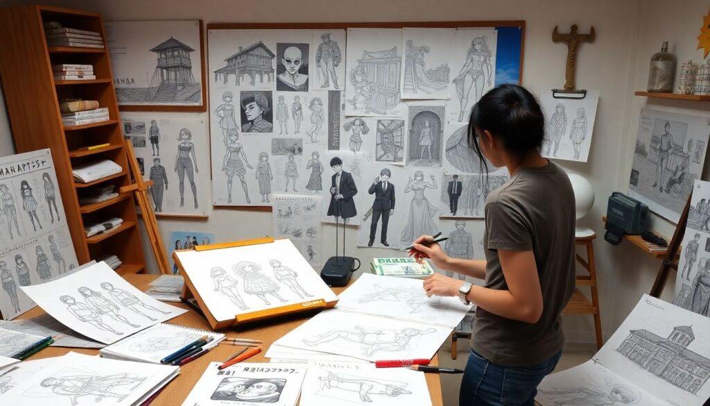 Исследование влияния японской архитектуры на дизайн персонажей манги - иллюстрация