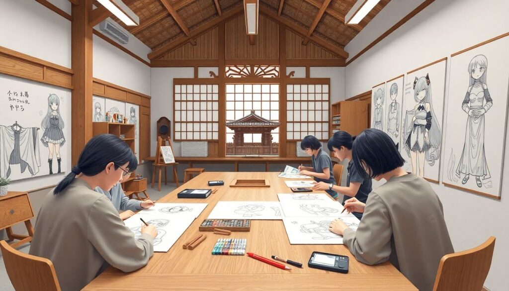 Исследование влияния японской архитектуры на дизайн персонажей манги - иллюстрация